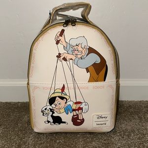 New Loungefly Disney Pinocchio Geppetto and Figaro Mini Backpack NWT